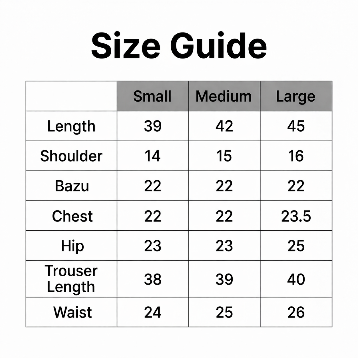 Size Chart