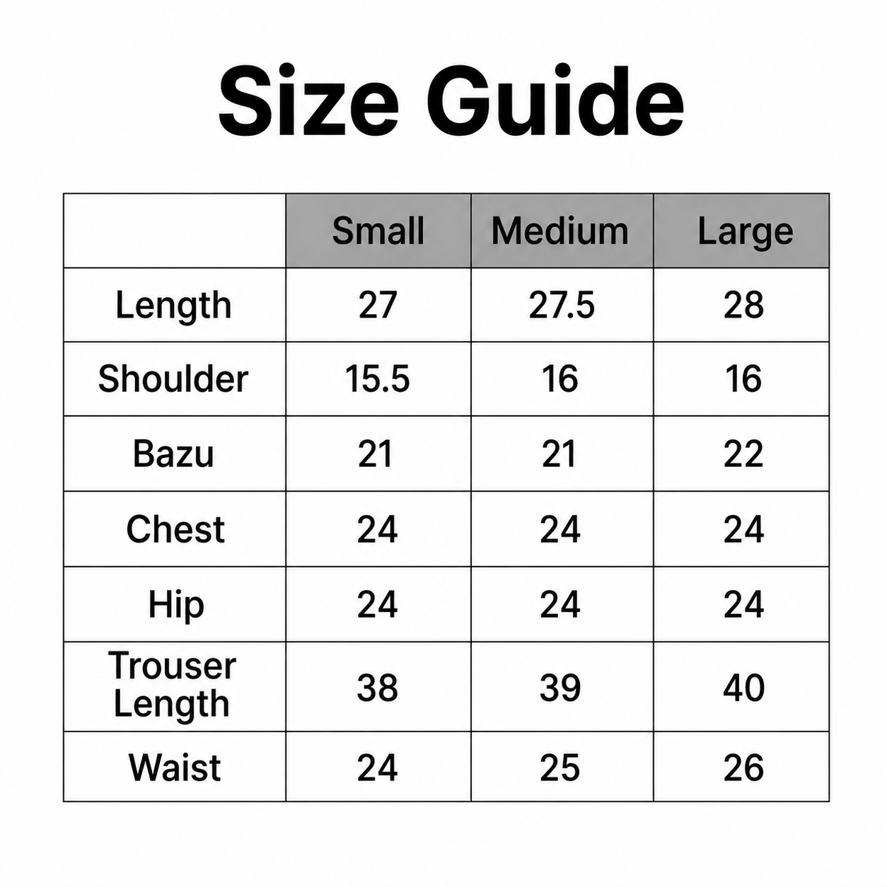 Size Chart