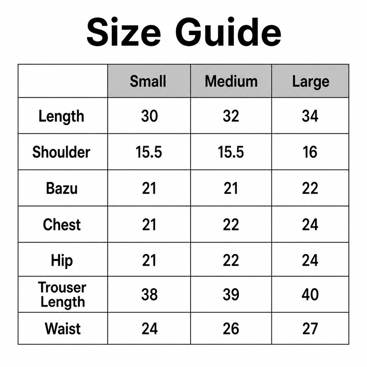 Size Chart