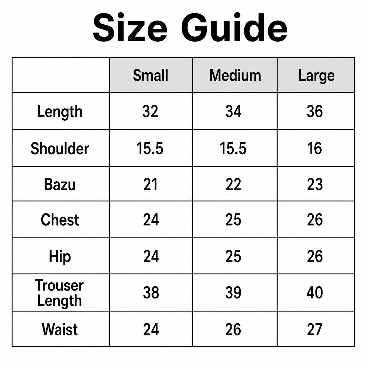Size Chart
